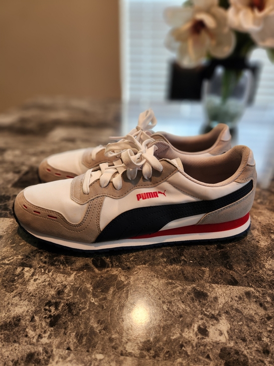 Puma Other - Puma Men’s White Beige Black Sneakers with Red Accent